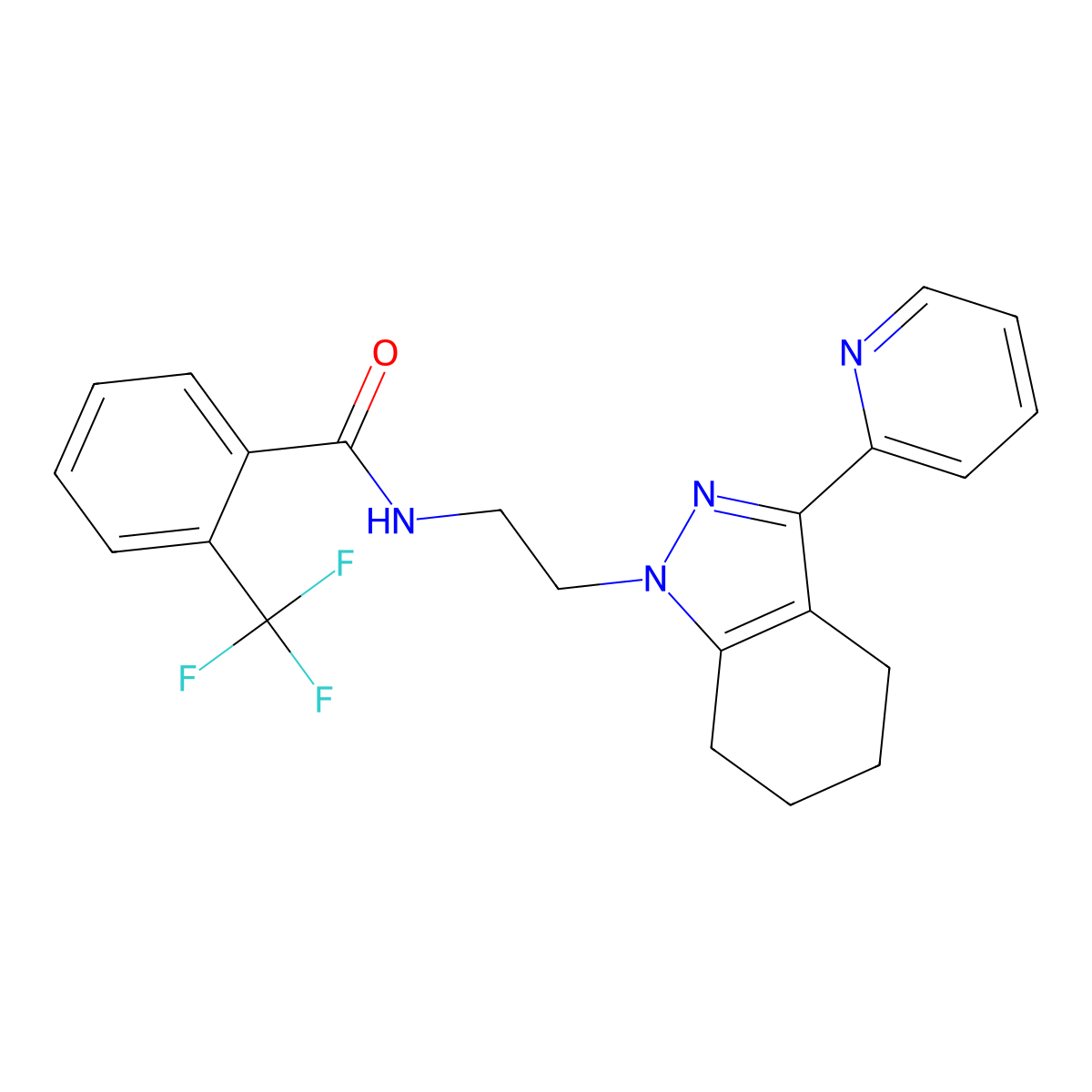 N-{2-[3-(pyridin-2-yl)-4,5,6,7-tetrahydro-1H-indazol-1-yl]ethyl}-2-(trifluoromethyl)benzamide molecular structure, CAS 1797671-08-9