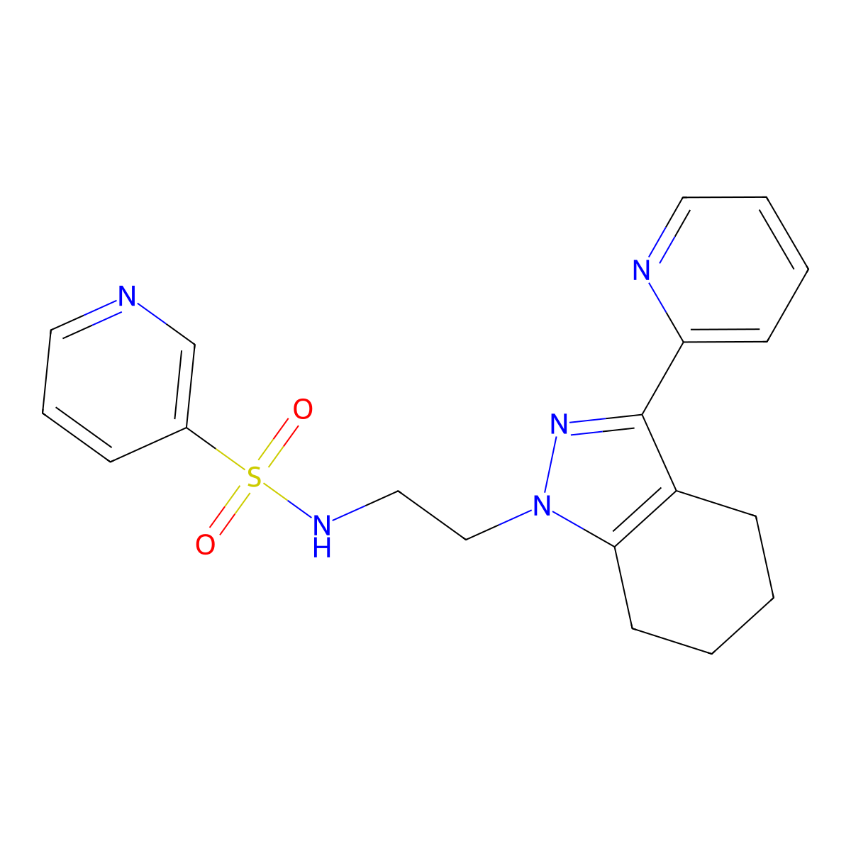 N-(2-(3-(pyridin-2-yl)-4,5,6,7-tetrahydro-1H-indazol-1-yl)ethyl)pyridine-3-sulfonamide molecular structure, CAS 1797671-29-4
