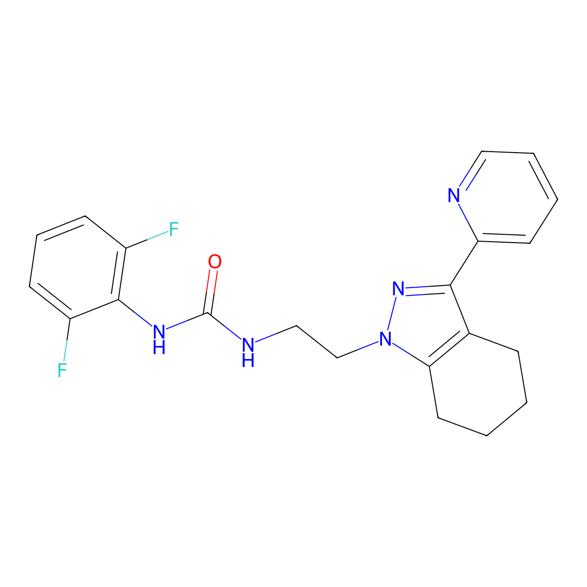 1-(2,6-difluorophenyl)-3-{2-[3-(pyridin-2-yl)-4,5,6,7-tetrahydro-1H-indazol-1-yl]ethyl}urea molecular structure, CAS 1797671-37-4