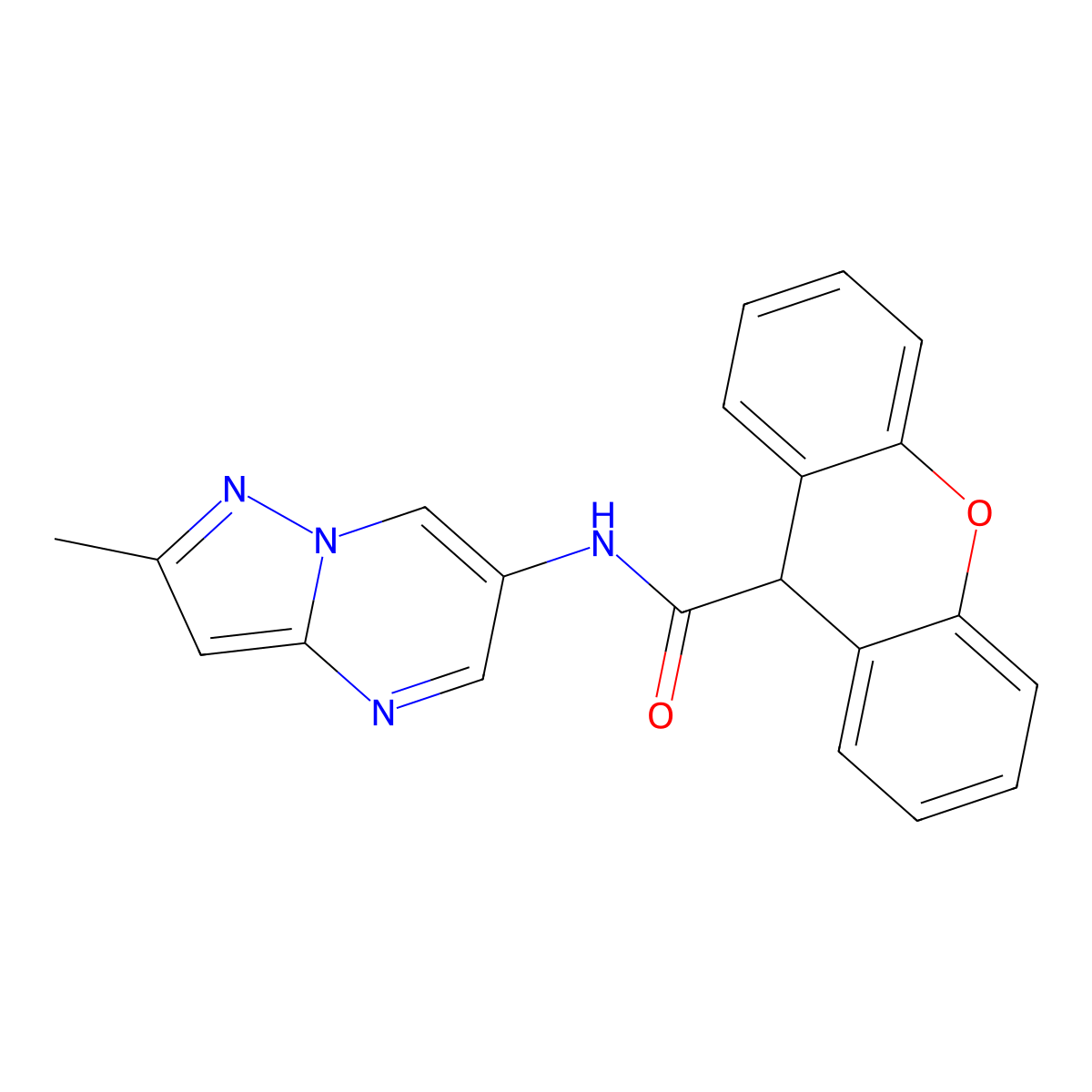 N-(2-methylpyrazolo[1,5-a]pyrimidin-6-yl)-9H-xanthene-9-carboxamide molecular structure, CAS 1797679-91-4