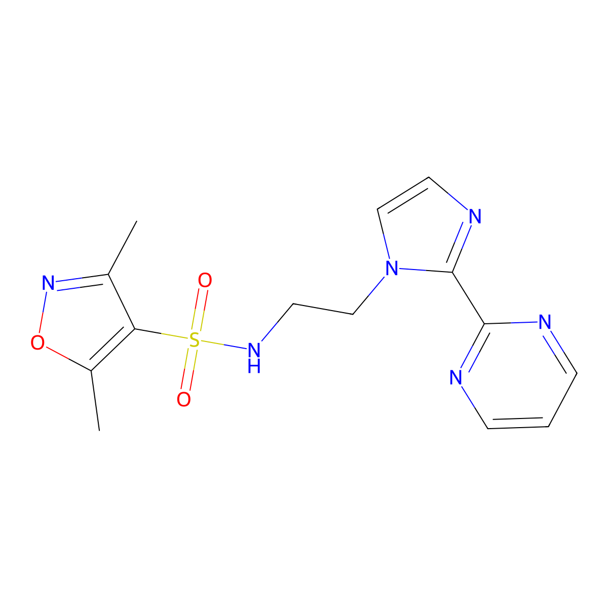 3,5-dimethyl-N-(2-(2-(pyrimidin-2-yl)-1H-imidazol-1-yl)ethyl)isoxazole-4-sulfonamide molecular structure, CAS 1797680-21-7