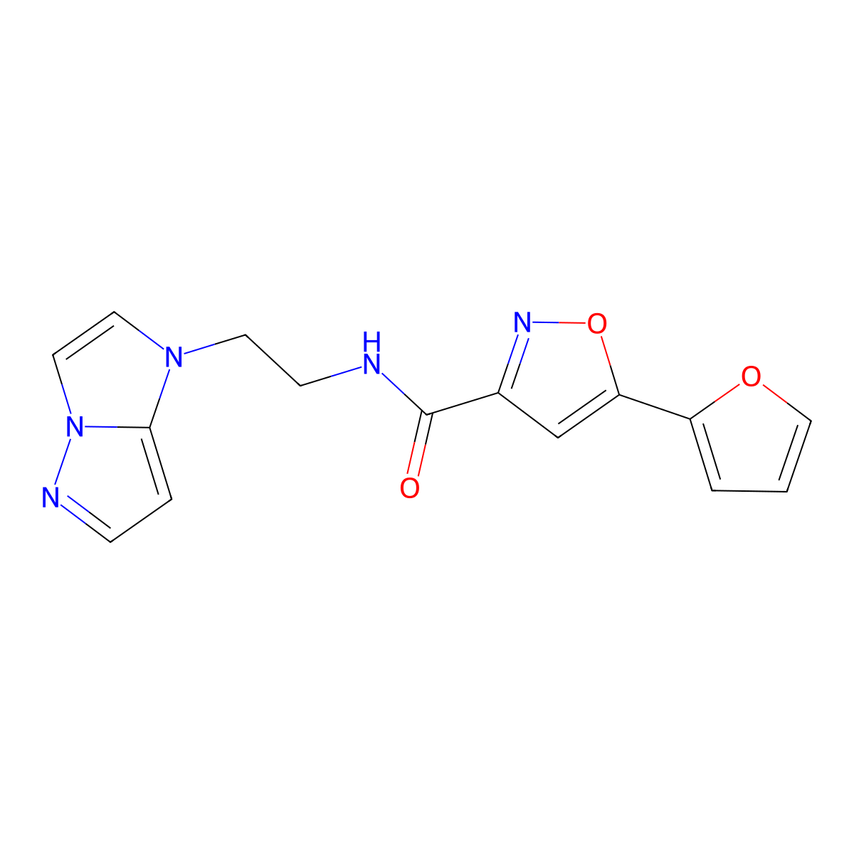 N-(2-(1H-imidazo[1,2-b]pyrazol-1-yl)ethyl)-5-(furan-2-yl)isoxazole-3-carboxamide molecular structure, CAS 1797680-50-2