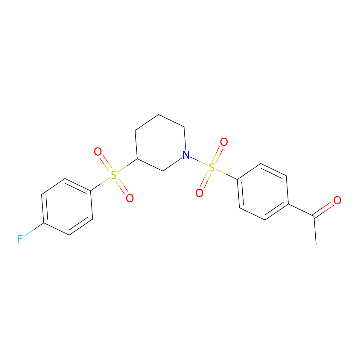 1-(4-((3-((4-Fluorophenyl)sulfonyl)piperidin-1-yl)sulfonyl)phenyl)ethanone molecular structure, CAS 1797682-14-4