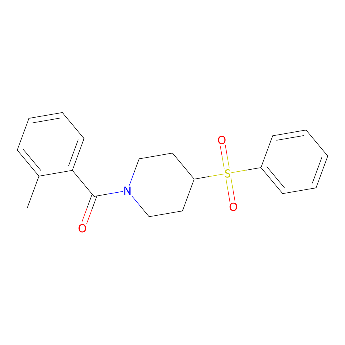 (4-(Phenylsulfonyl)piperidin-1-yl)(o-tolyl)methanone molecular structure, CAS 1797682-26-8