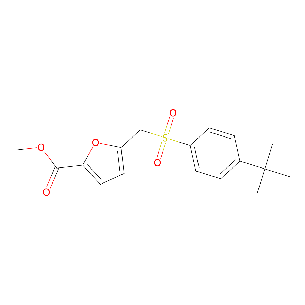 Methyl 5-[(4-tert-butylphenyl)sulfonylmethyl]furan-2-carboxylate molecular structure, CAS 1797685-13-2
