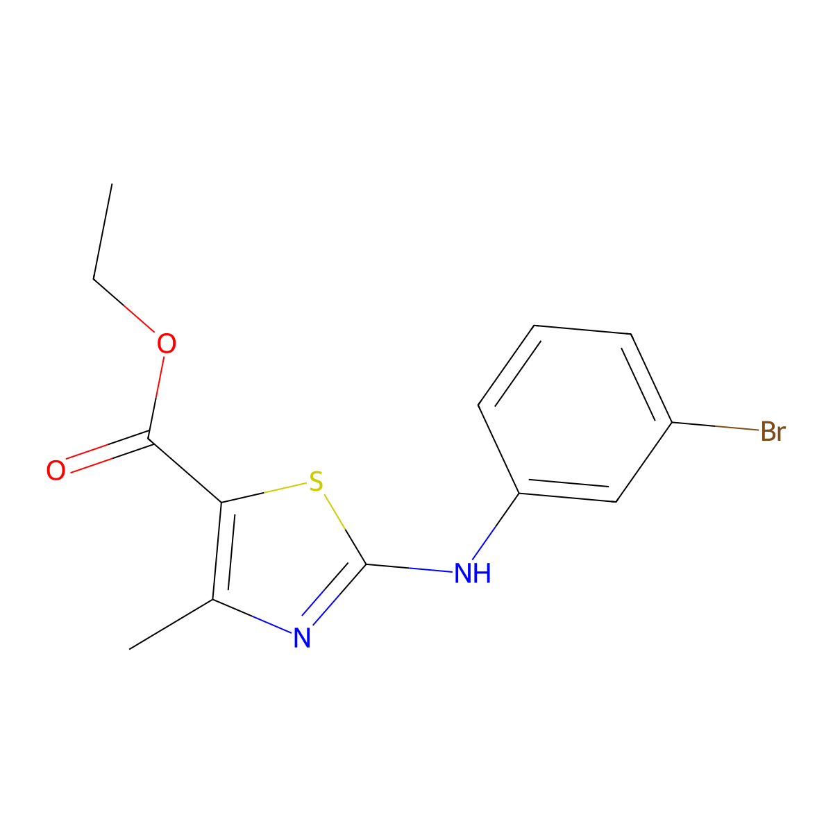 Ethyl 2-[(3-bromophenyl)amino]-4-methyl-1,3-thiazole-5-carboxylate molecular structure, CAS 1797685-21-2