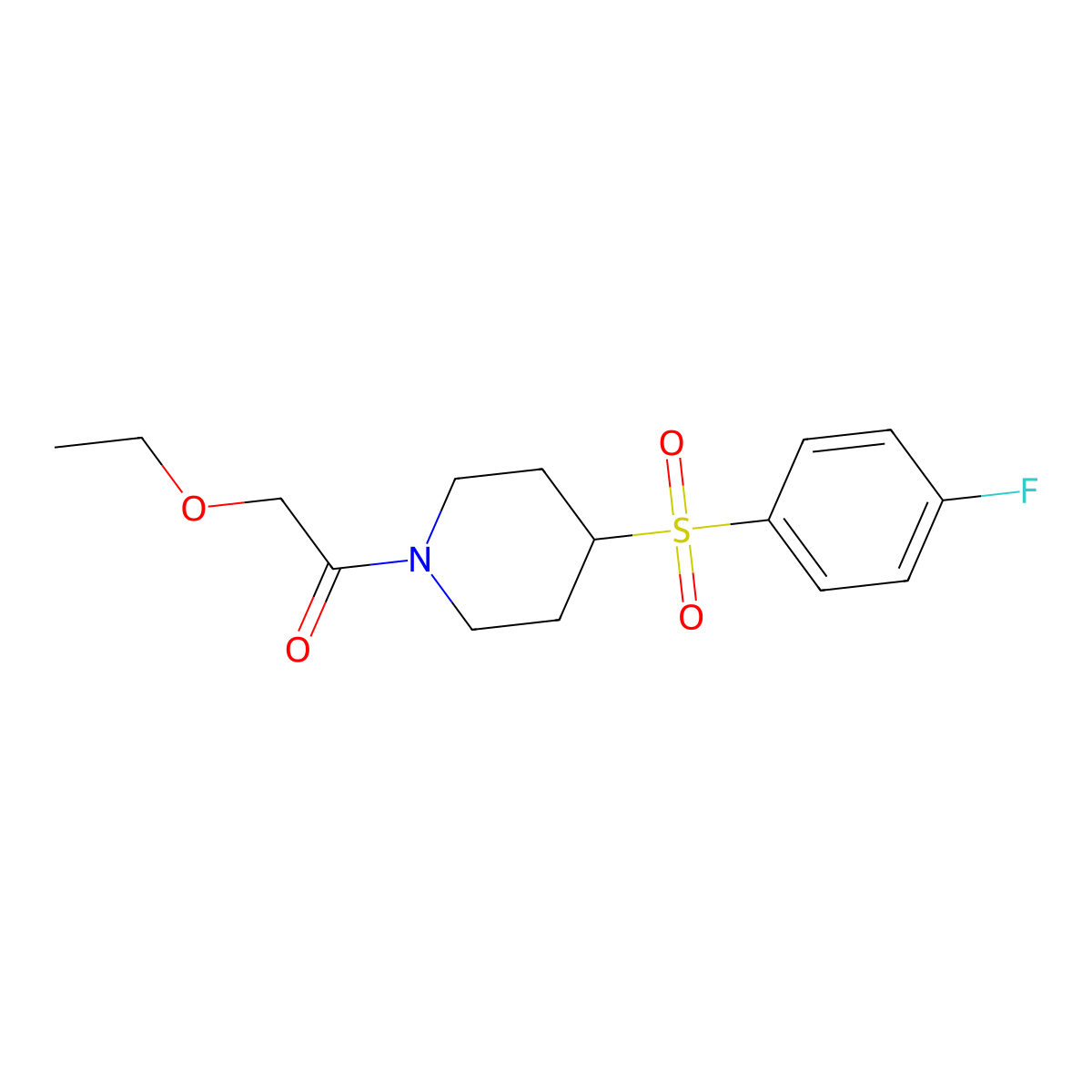2-Ethoxy-1-(4-((4-fluorophenyl)sulfonyl)piperidin-1-yl)ethanone molecular structure, CAS 1797686-76-0
