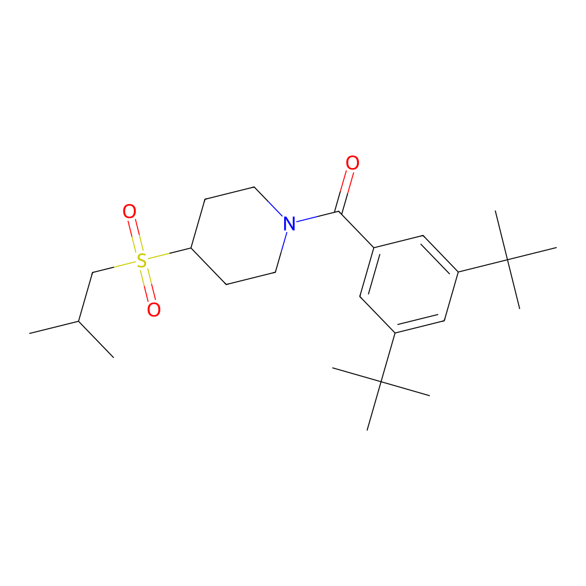 (3,5-Di-tert-butylphenyl)(4-(isobutylsulfonyl)piperidin-1-yl)methanone molecular structure, CAS 1797687-27-4