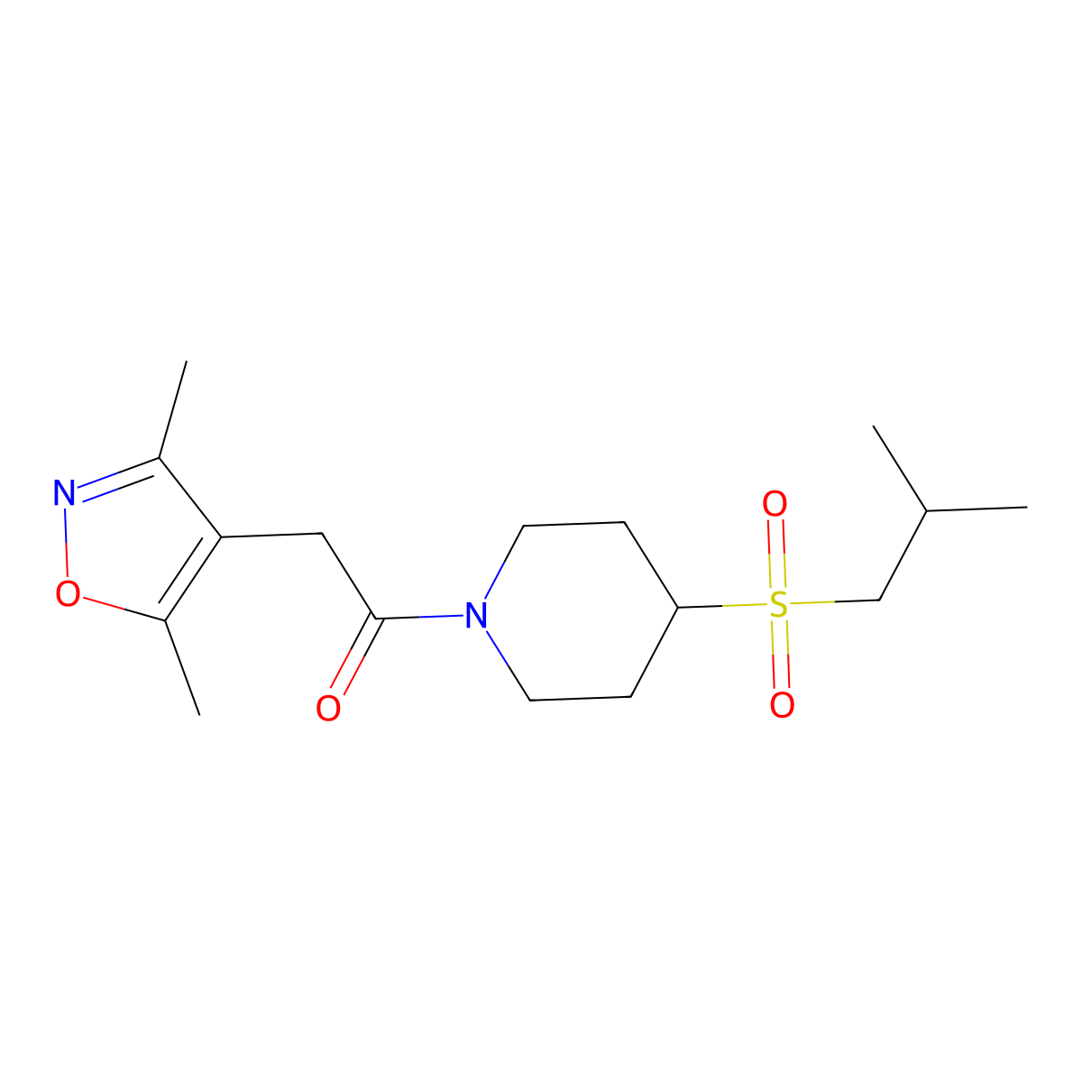 2-(3,5-Dimethylisoxazol-4-yl)-1-(4-(isobutylsulfonyl)piperidin-1-yl)ethanone molecular structure, CAS 1797687-59-2