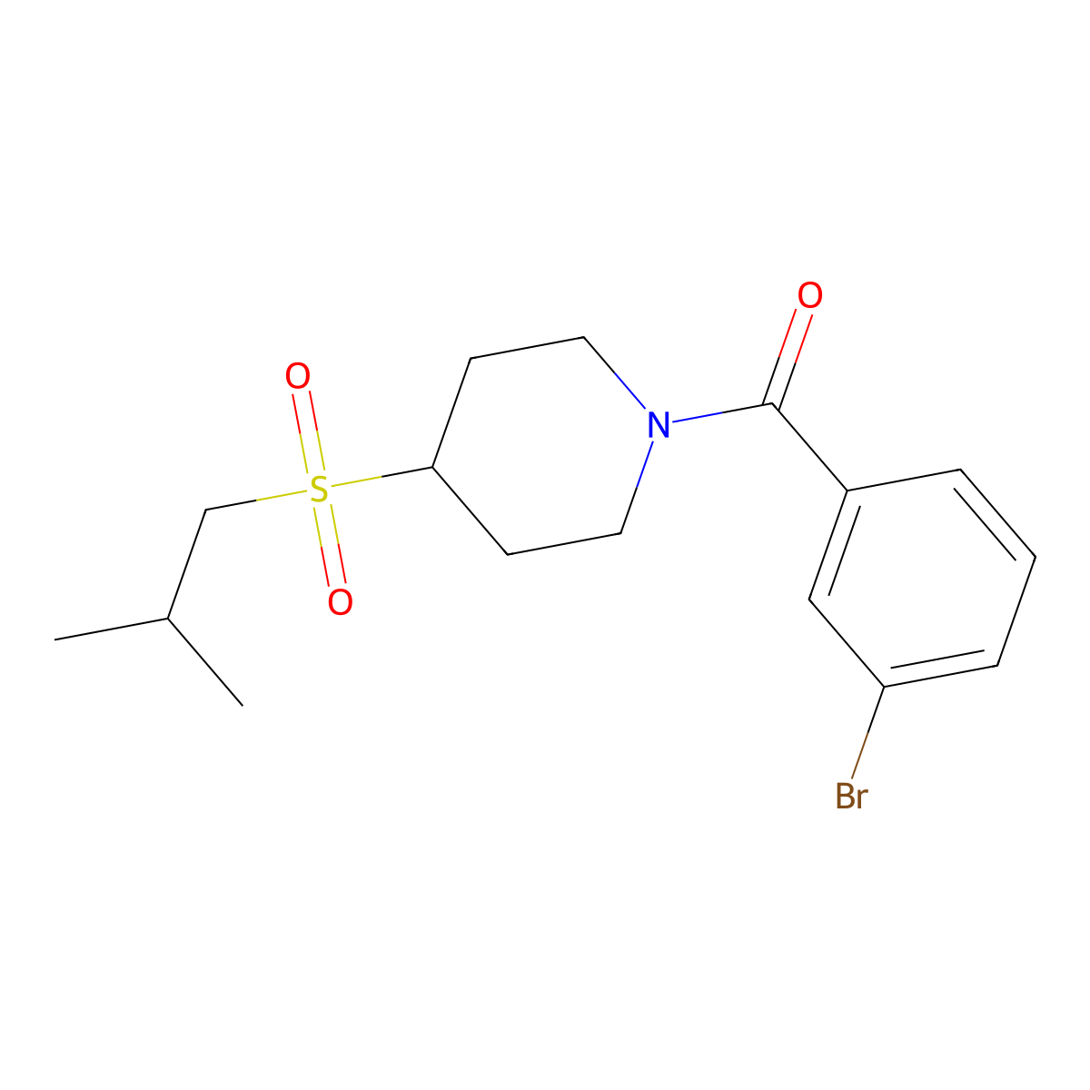 (3-Bromophenyl)(4-(isobutylsulfonyl)piperidin-1-yl)methanone molecular structure, CAS 1797687-77-4