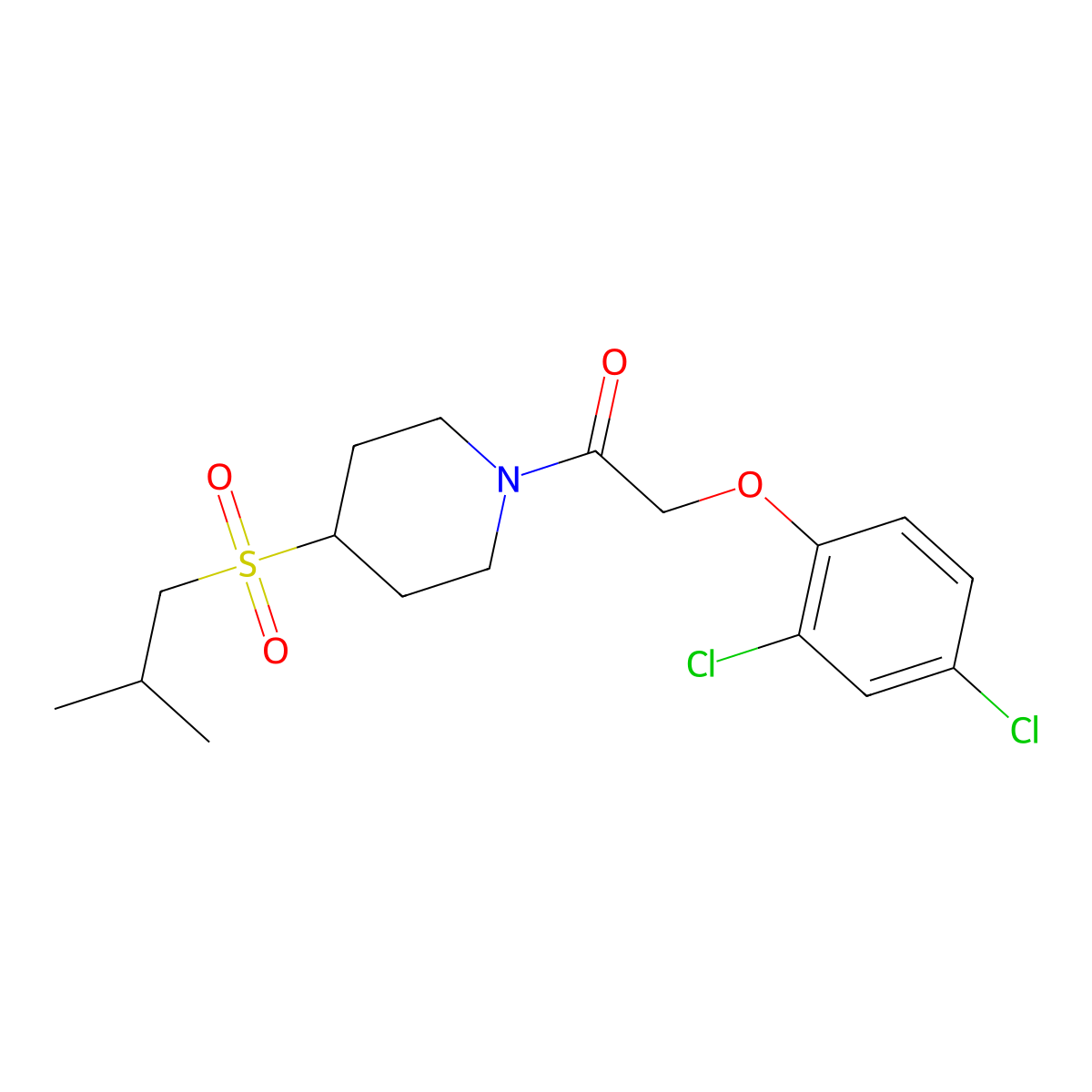 2-(2,4-Dichlorophenoxy)-1-(4-(isobutylsulfonyl)piperidin-1-yl)ethanone molecular structure, CAS 1797687-82-1