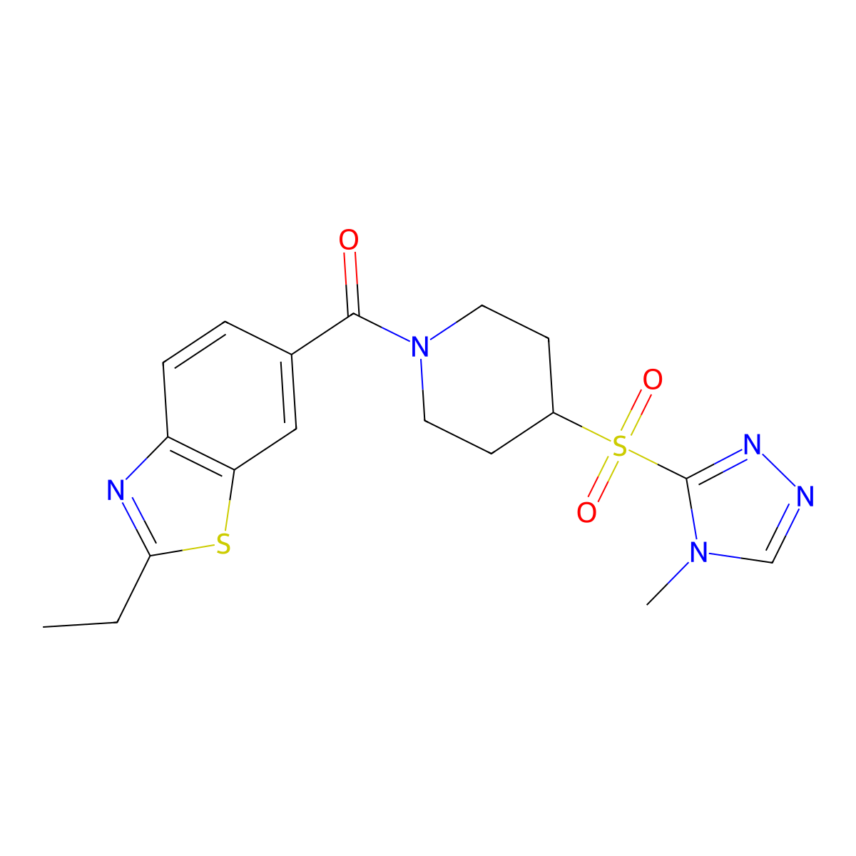 (2-ethylbenzo[d]thiazol-6-yl)(4-((4-methyl-4H-1,2,4-triazol-3-yl)sulfonyl)piperidin-1-yl)methanone molecular structure, CAS 1797688-40-4
