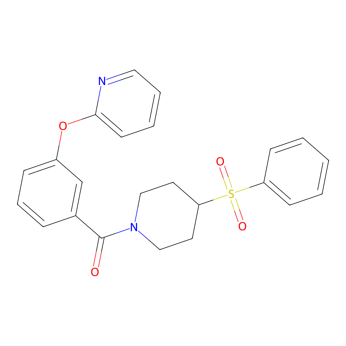 (4-(Phenylsulfonyl)piperidin-1-yl)(3-(pyridin-2-yloxy)phenyl)methanone molecular structure, CAS 1797688-70-0