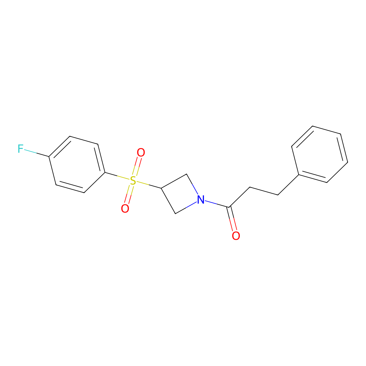 1-(3-((4-Fluorophenyl)sulfonyl)azetidin-1-yl)-3-phenylpropan-1-one molecular structure, CAS 1797688-75-5