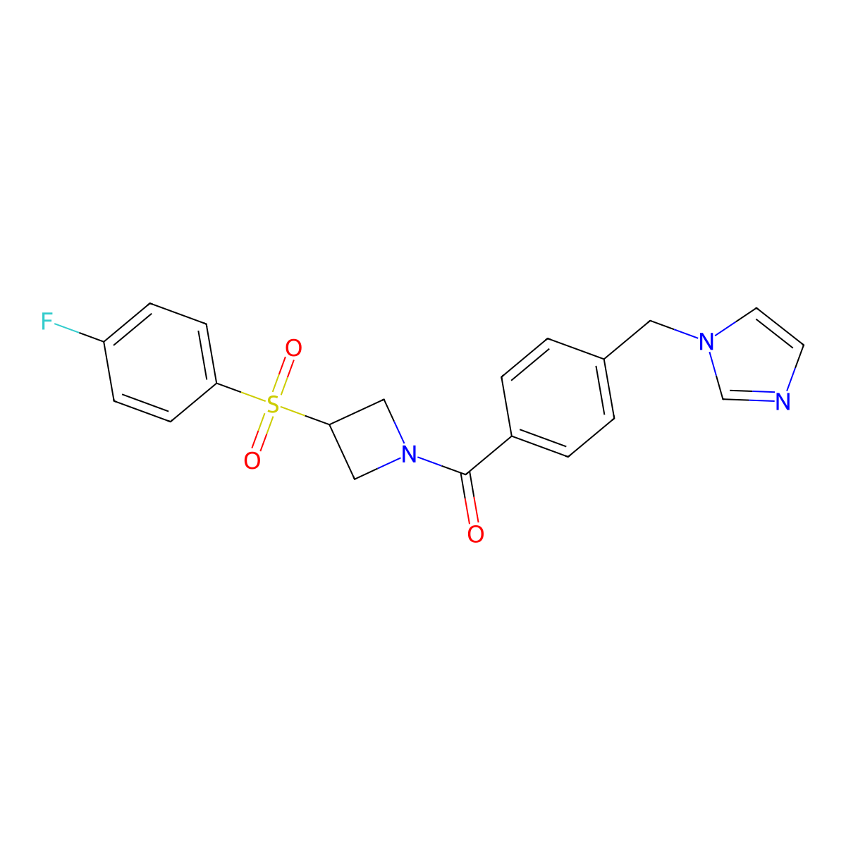 (4-((1H-imidazol-1-yl)methyl)phenyl)(3-((4-fluorophenyl)sulfonyl)azetidin-1-yl)methanone molecular structure, CAS 1797689-29-2