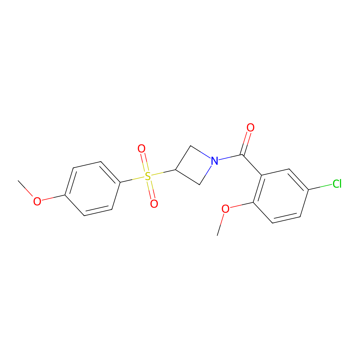 (5-Chloro-2-methoxyphenyl)(3-((4-methoxyphenyl)sulfonyl)azetidin-1-yl)methanone molecular structure, CAS 1797689-83-8