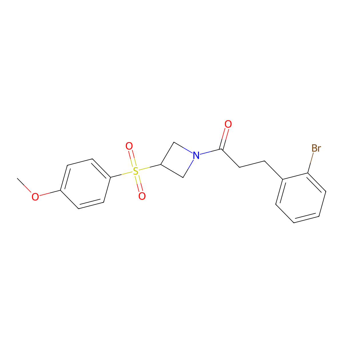 3-(2-Bromophenyl)-1-(3-((4-methoxyphenyl)sulfonyl)azetidin-1-yl)propan-1-one molecular structure, CAS 1797689-91-8