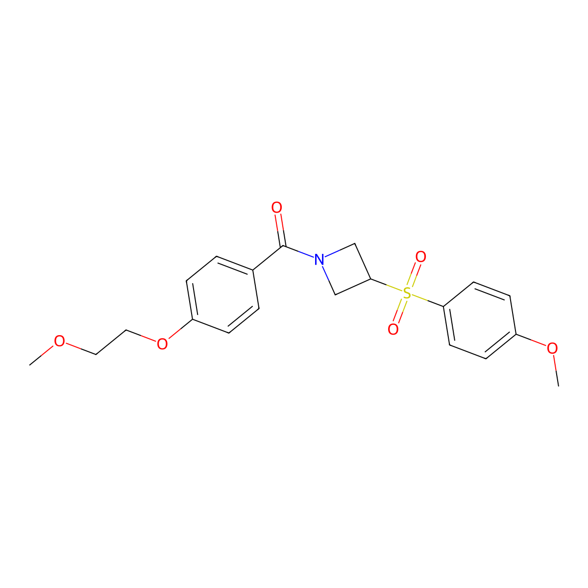 (4-(2-Methoxyethoxy)phenyl)(3-((4-methoxyphenyl)sulfonyl)azetidin-1-yl)methanone molecular structure, CAS 1797690-00-6