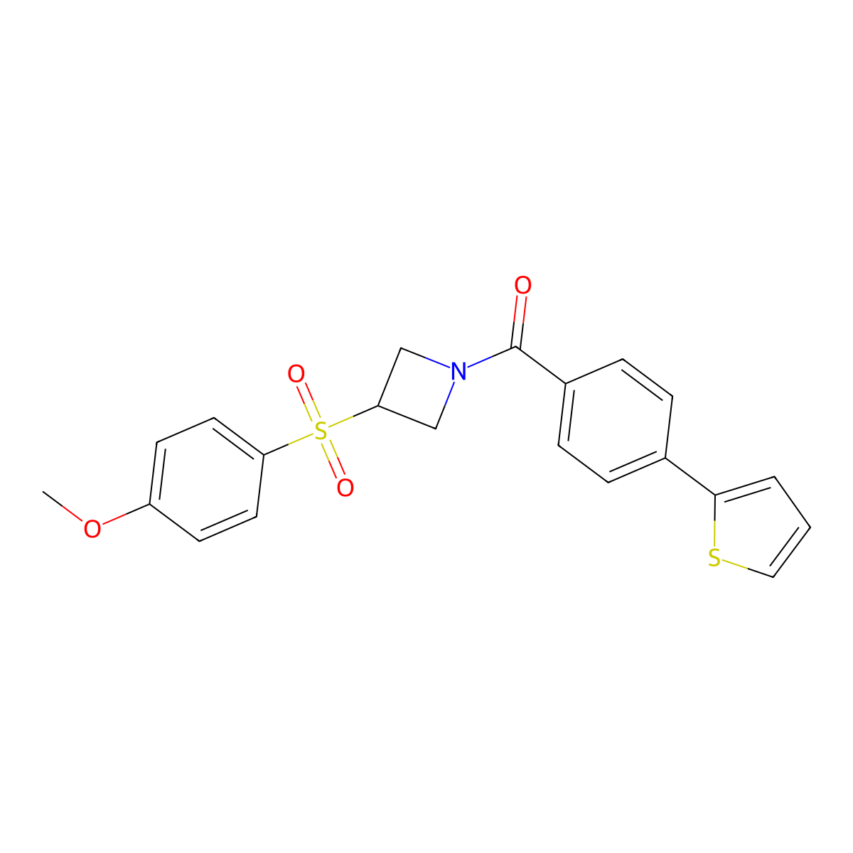 (3-((4-Methoxyphenyl)sulfonyl)azetidin-1-yl)(4-(thiophen-2-yl)phenyl)methanone molecular structure, CAS 1797690-08-4