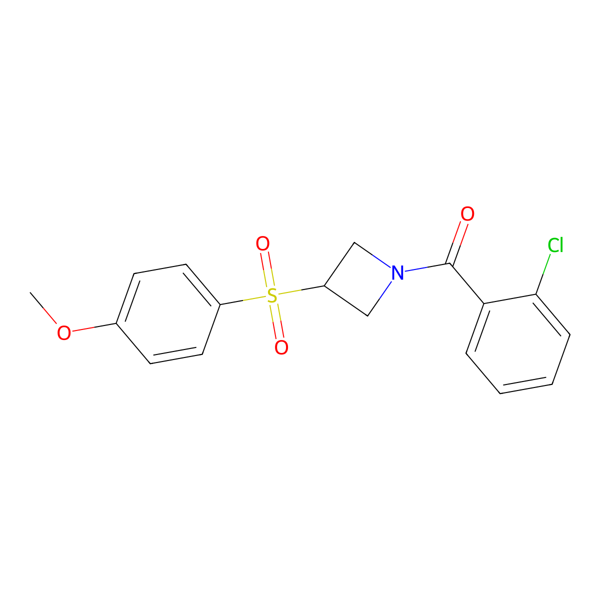(2-Chlorophenyl)(3-((4-methoxyphenyl)sulfonyl)azetidin-1-yl)methanone molecular structure, CAS 1797690-14-2