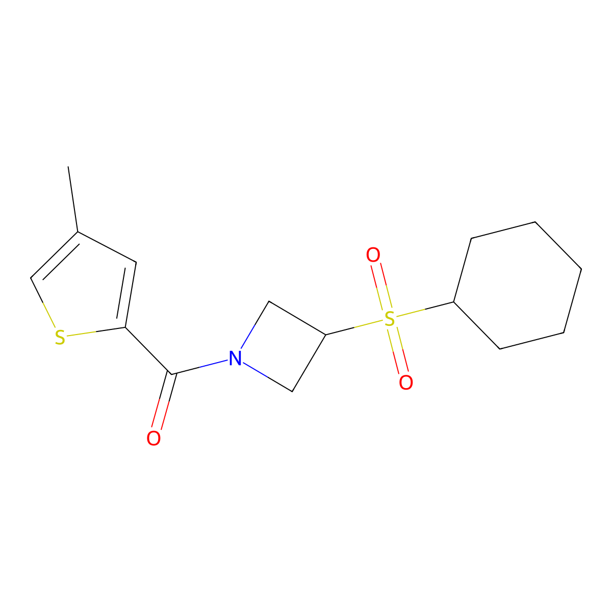 (3-(Cyclohexylsulfonyl)azetidin-1-yl)(4-methylthiophen-2-yl)methanone molecular structure, CAS 1797690-92-6