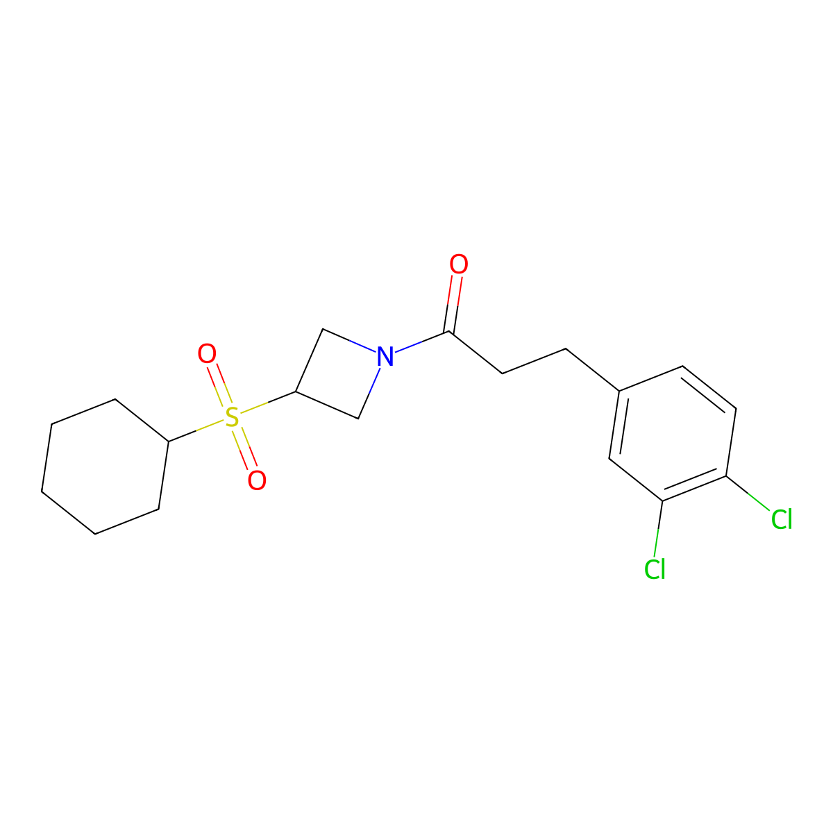 1-(3-(Cyclohexylsulfonyl)azetidin-1-yl)-3-(3,4-dichlorophenyl)propan-1-one molecular structure, CAS 1797691-19-0