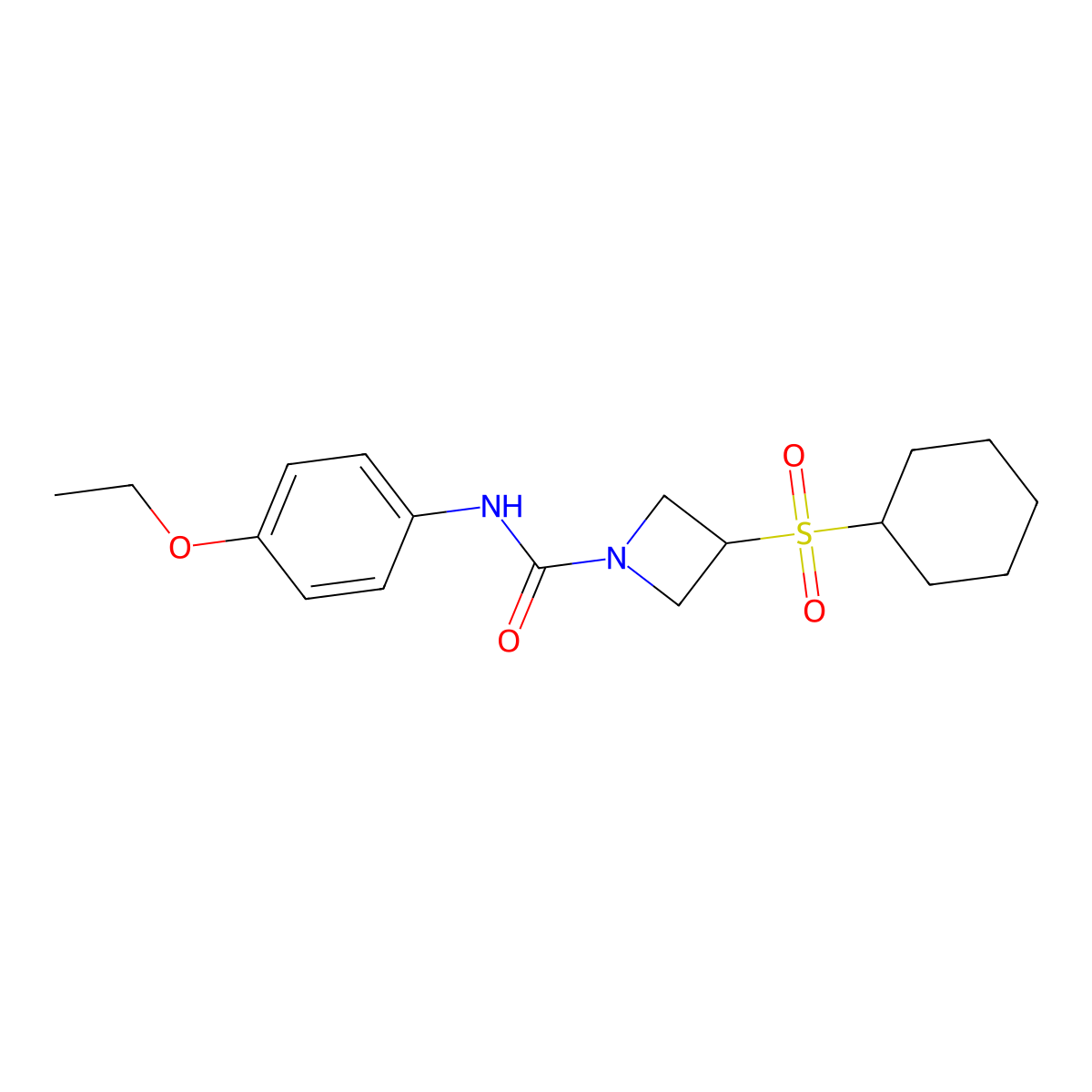 3-(cyclohexylsulfonyl)-N-(4-ethoxyphenyl)azetidine-1-carboxamide molecular structure, CAS 1797691-45-2