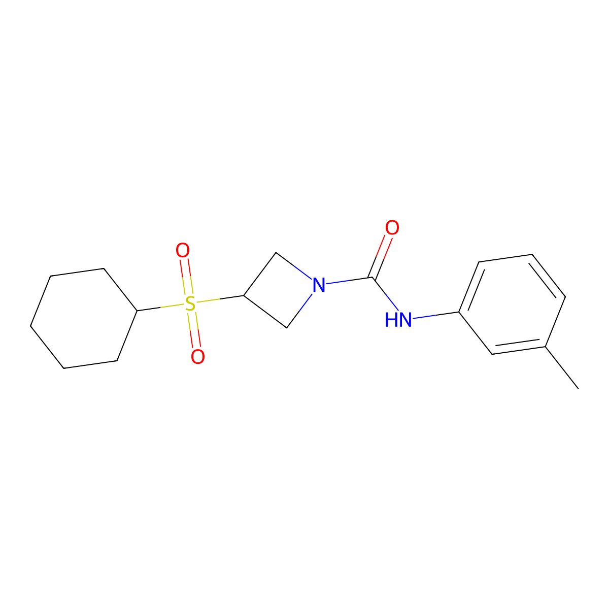 3-(cyclohexylsulfonyl)-N-(m-tolyl)azetidine-1-carboxamide molecular structure, CAS 1797691-56-5