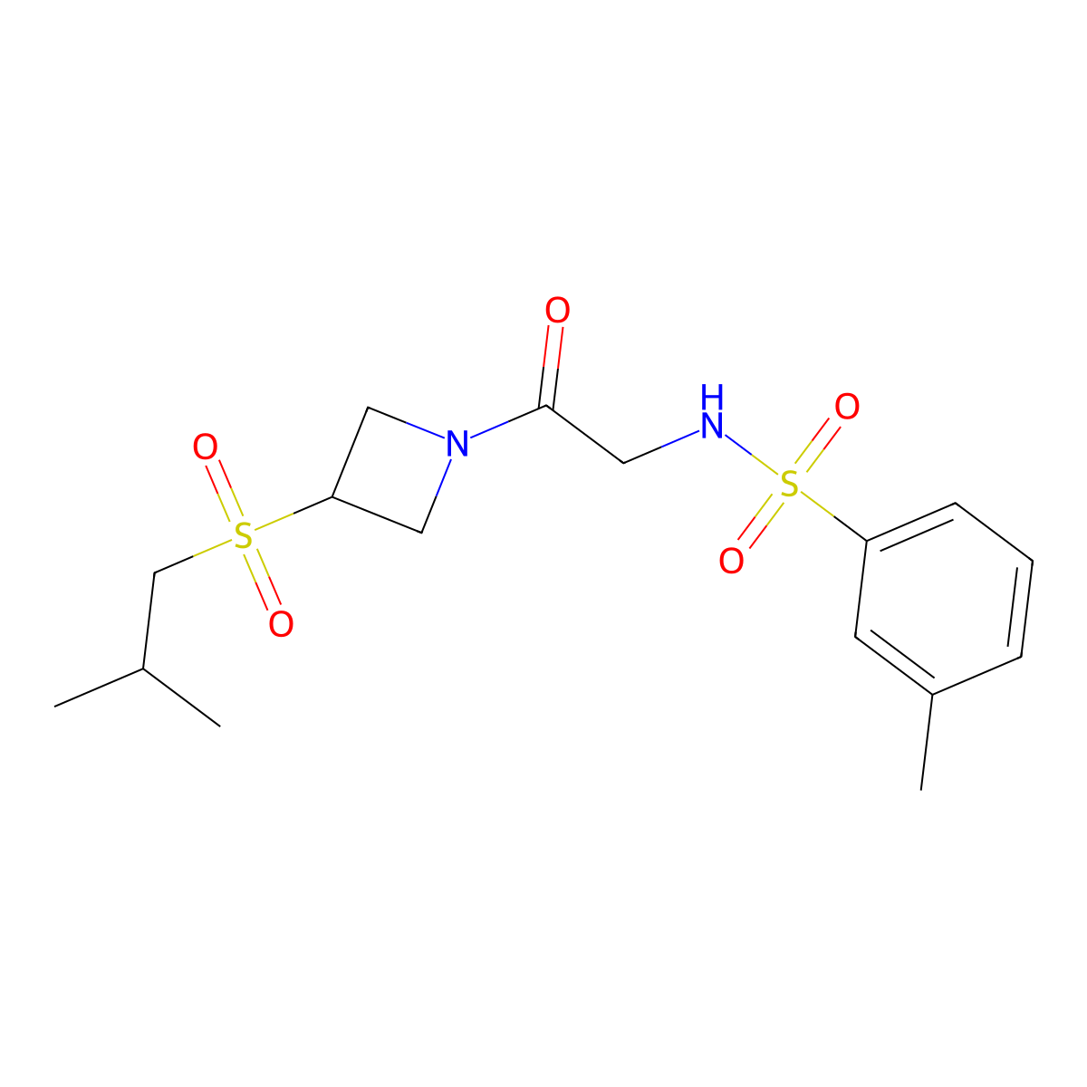 N-(2-(3-(isobutylsulfonyl)azetidin-1-yl)-2-oxoethyl)-3-methylbenzenesulfonamide molecular structure, CAS 1797692-53-5