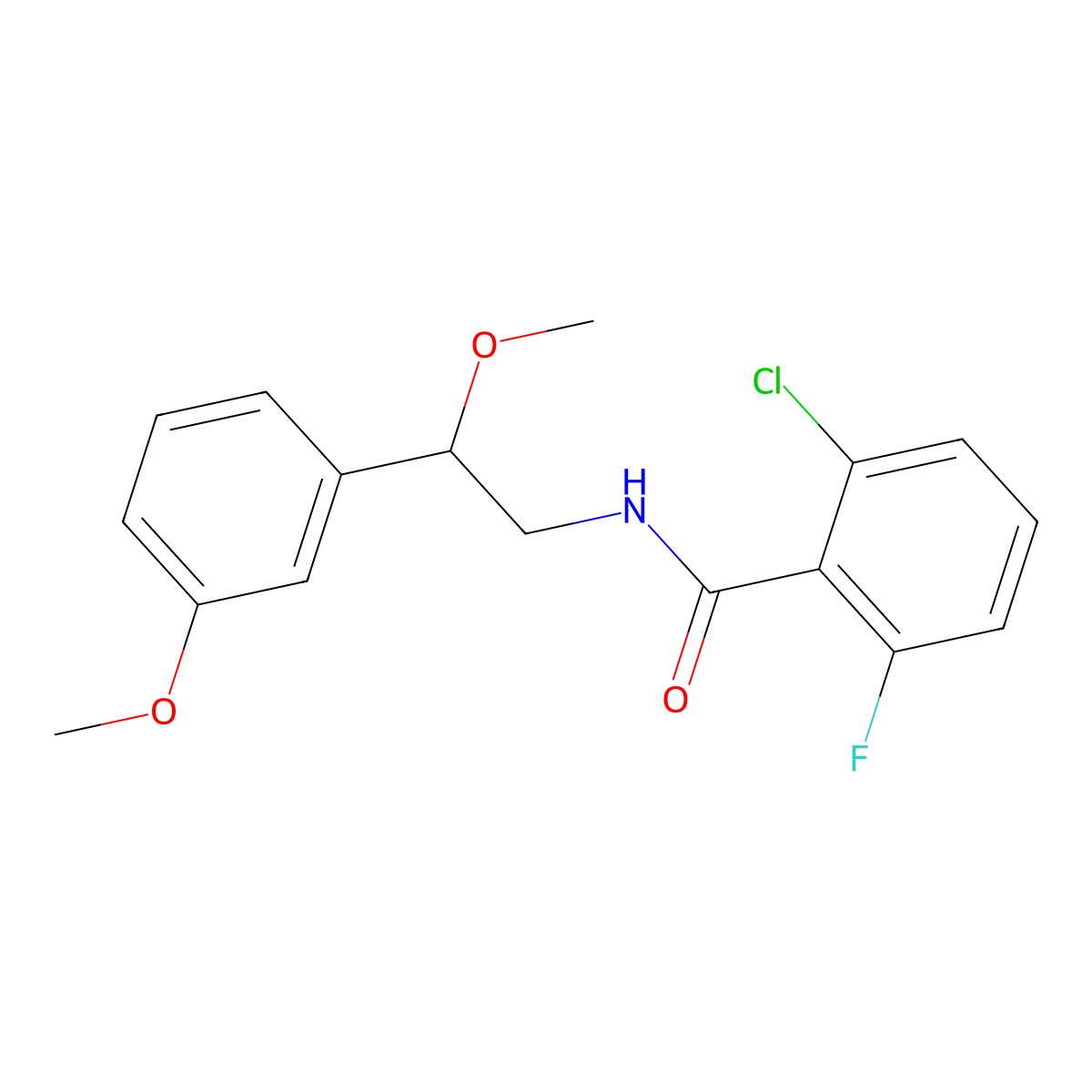 2-chloro-6-fluoro-N-[2-methoxy-2-(3-methoxyphenyl)ethyl]benzamide molecular structure, CAS 1797694-10-0