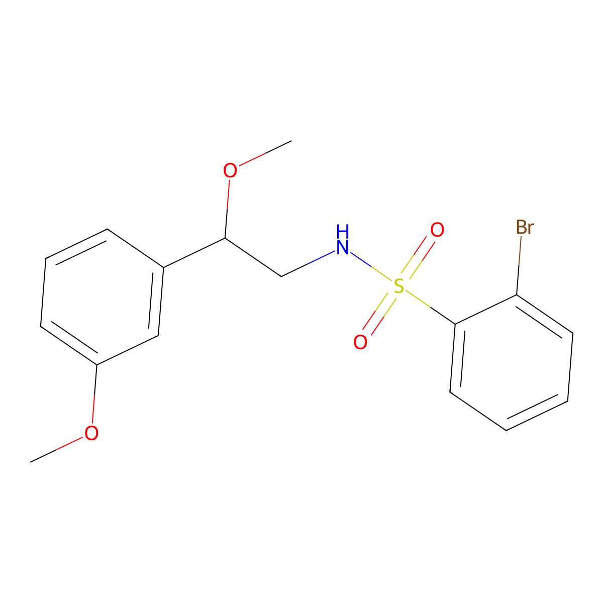 2-bromo-N-(2-methoxy-2-(3-methoxyphenyl)ethyl)benzenesulfonamide molecular structure, CAS 1797694-23-5