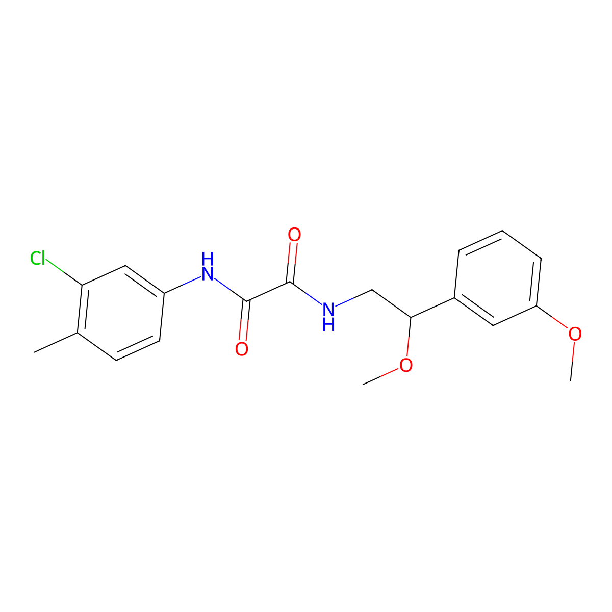 N1-(3-chloro-4-methylphenyl)-N2-(2-methoxy-2-(3-methoxyphenyl)ethyl)oxalamide molecular structure, CAS 1797694-25-7