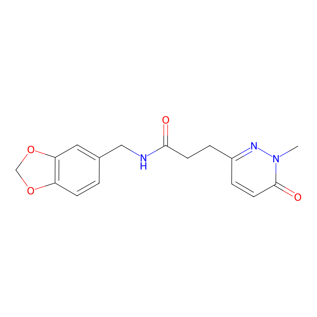 N-(benzo[d][1,3]dioxol-5-ylmethyl)-3-(1-methyl-6-oxo-1,6-dihydropyridazin-3-yl)propanamide molecular structure, CAS 1797695-77-2
