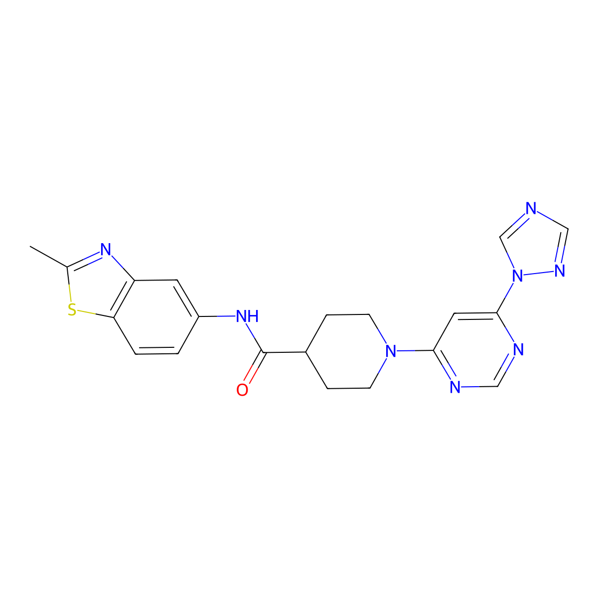 1-(6-(1H-1,2,4-triazol-1-yl)pyrimidin-4-yl)-N-(2-methylbenzo[d]thiazol-5-yl)piperidine-4-carboxamide molecular structure, CAS 1797695-95-4
