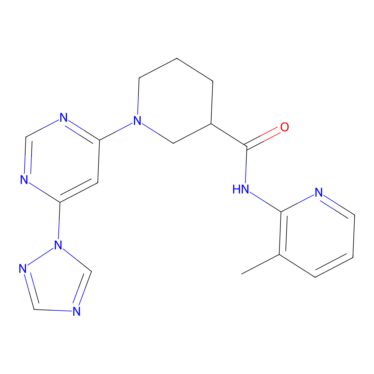 1-(6-(1H-1,2,4-triazol-1-yl)pyrimidin-4-yl)-N-(3-methylpyridin-2-yl)piperidine-3-carboxamide molecular structure, CAS 1797696-10-6