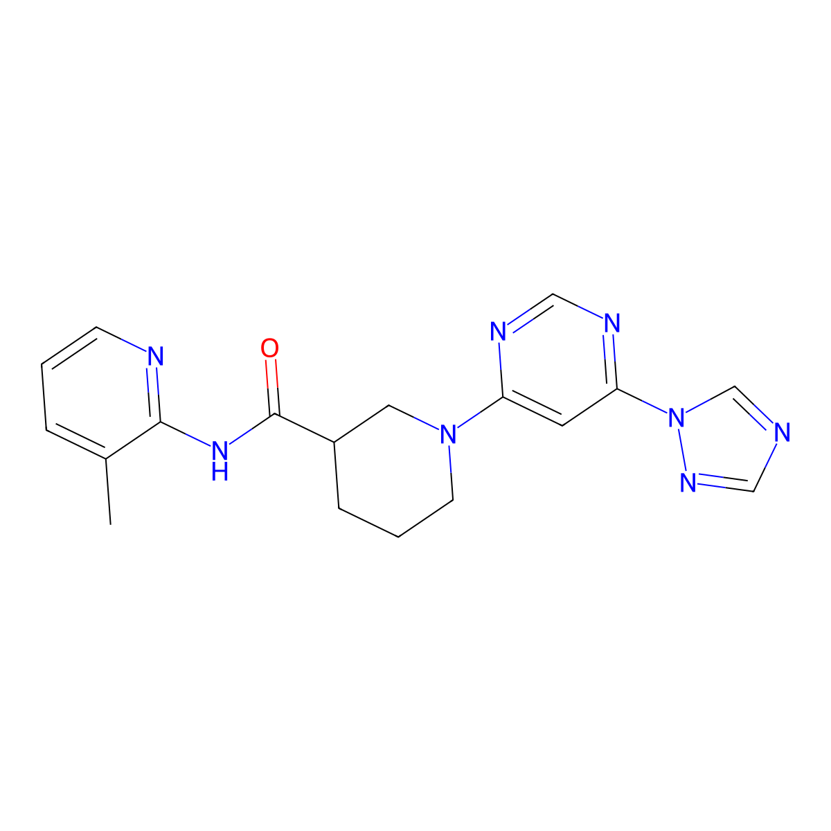 1-(6-(1H-1,2,4-triazol-1-yl)pyrimidin-4-yl)-N-(3-methylpyridin-2-yl)piperidine-3-carboxamide molecular structure, CAS 1797696-10-6