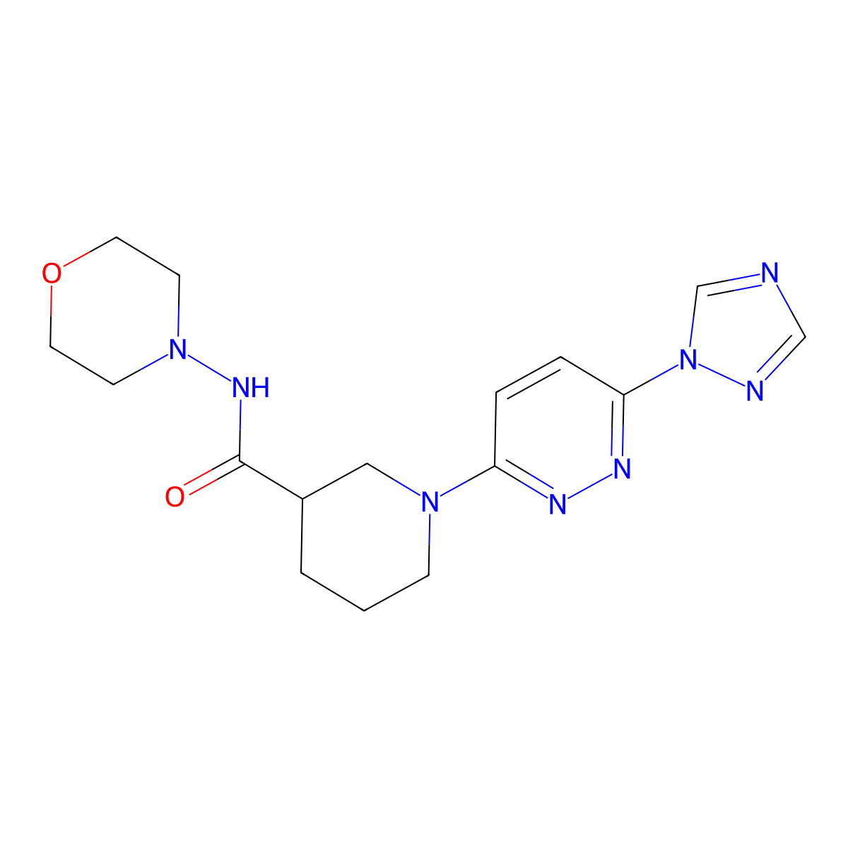 1-(6-(1H-1,2,4-triazol-1-yl)pyridazin-3-yl)-N-morpholinopiperidine-3-carboxamide molecular structure, CAS 1797696-41-3