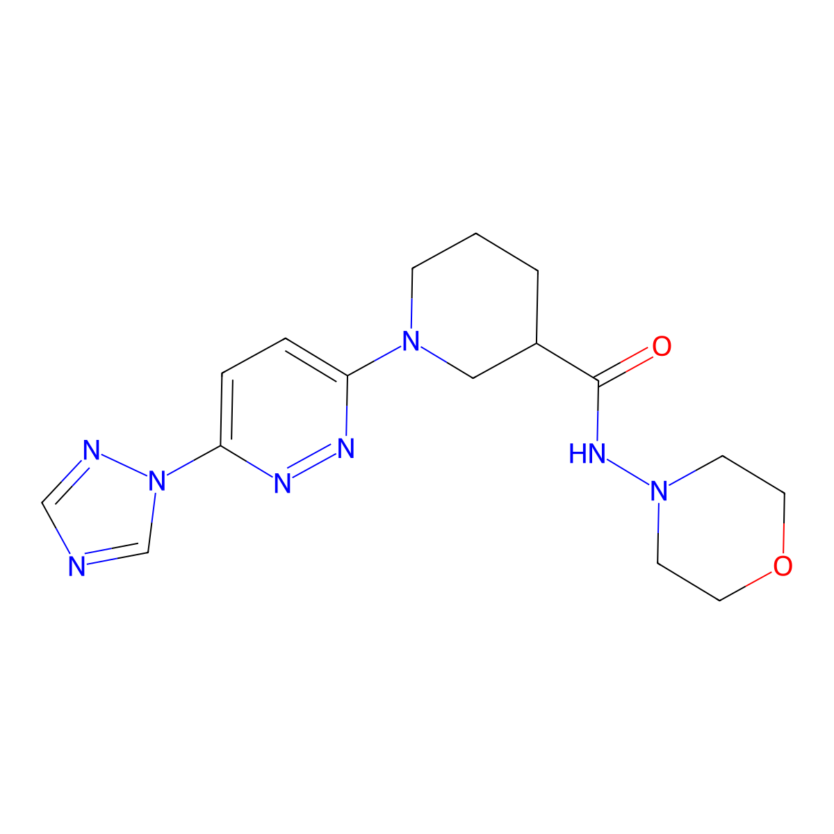 1-(6-(1H-1,2,4-triazol-1-yl)pyridazin-3-yl)-N-morpholinopiperidine-3-carboxamide molecular structure, CAS 1797696-41-3