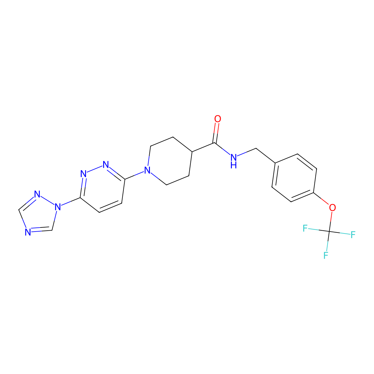 1-(6-(1H-1,2,4-triazol-1-yl)pyridazin-3-yl)-N-(4-(trifluoromethoxy)benzyl)piperidine-4-carboxamide molecular structure, CAS 1797696-72-0