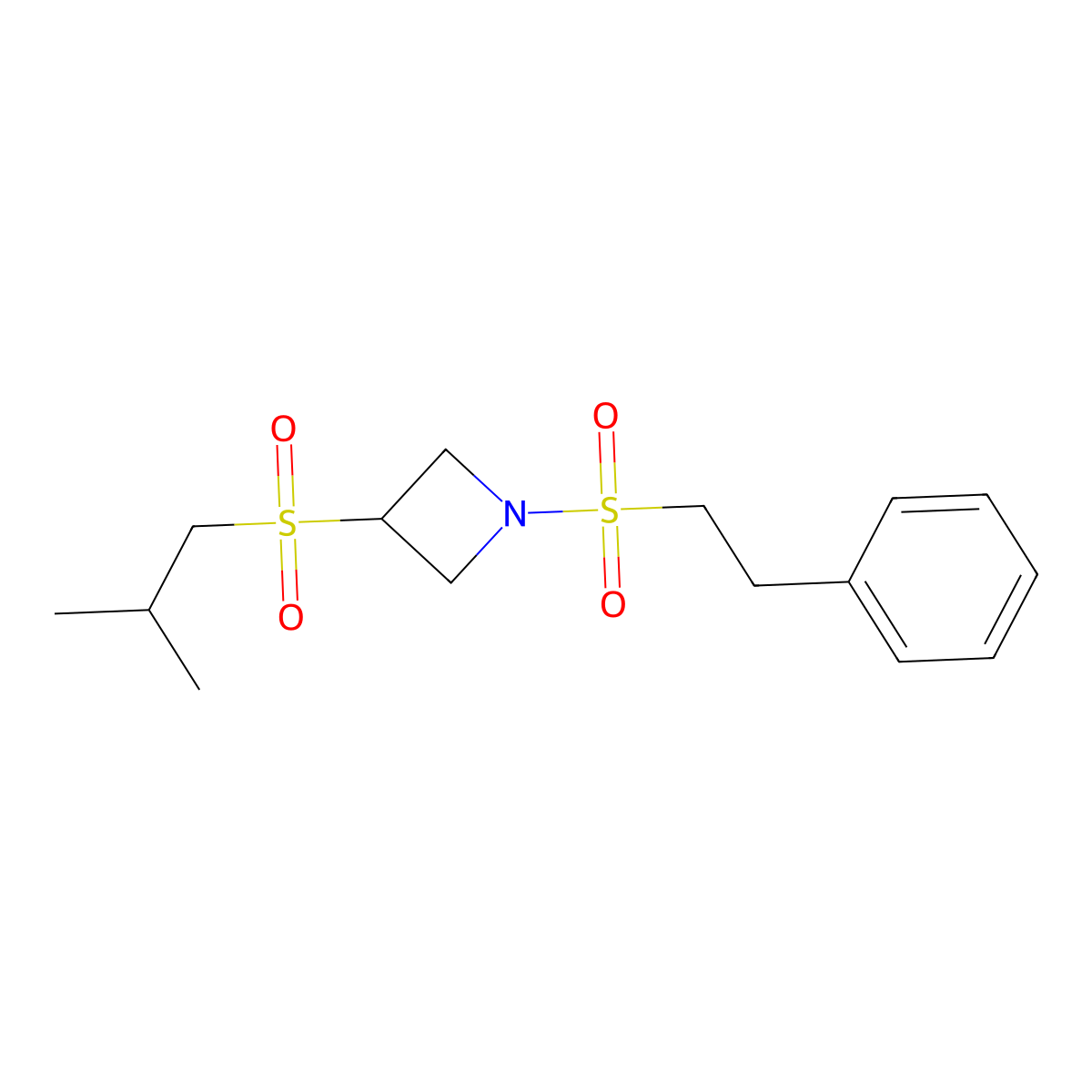 3-(Isobutylsulfonyl)-1-(phenethylsulfonyl)azetidine molecular structure, CAS 1797696-90-2