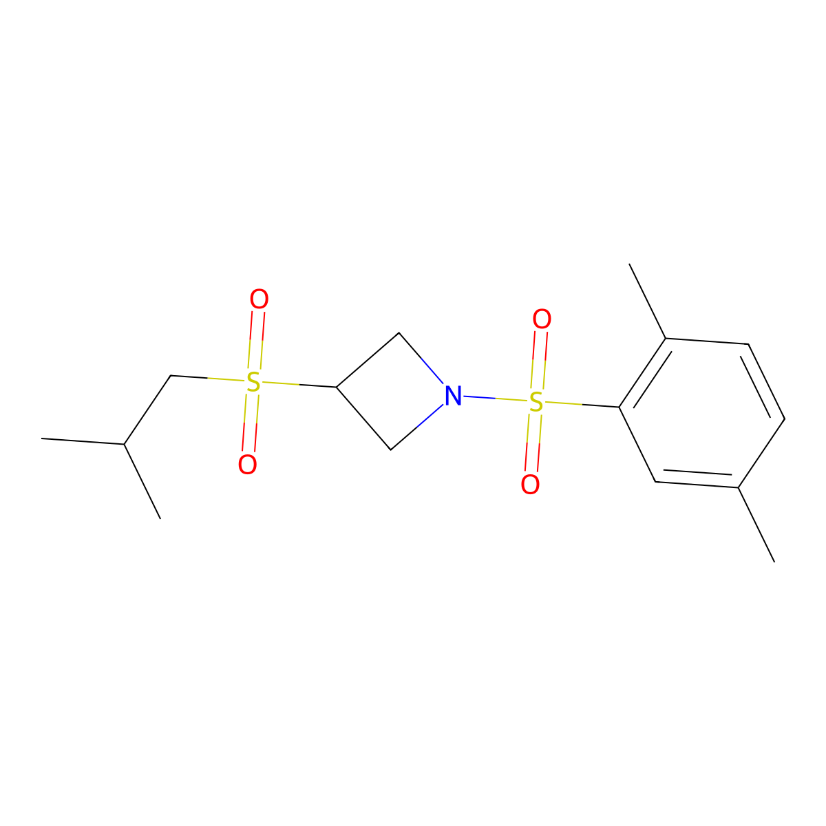 1-((2,5-Dimethylphenyl)sulfonyl)-3-(isobutylsulfonyl)azetidine molecular structure, CAS 1797696-95-7