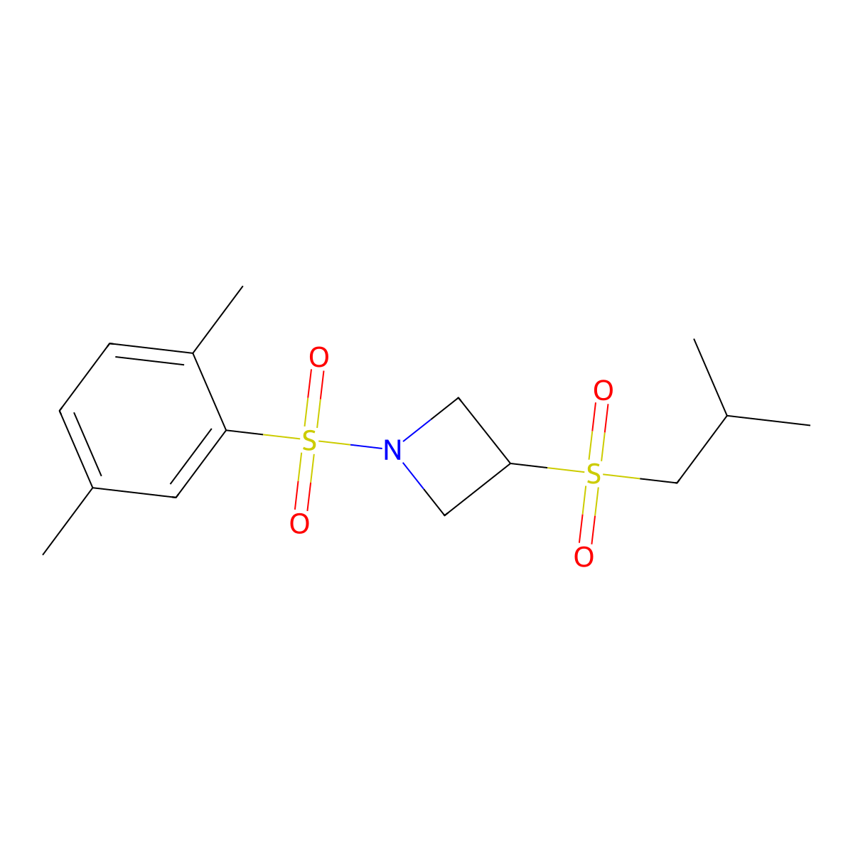 1-((2,5-Dimethylphenyl)sulfonyl)-3-(isobutylsulfonyl)azetidine molecular structure, CAS 1797696-95-7