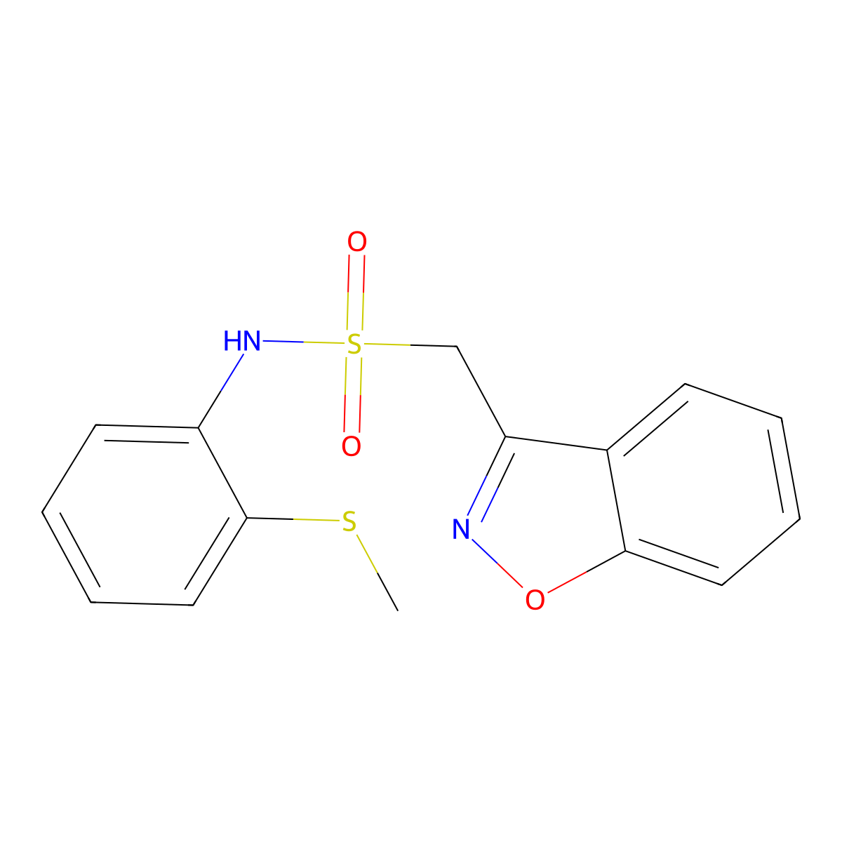 1-(benzo[d]isoxazol-3-yl)-N-(2-(methylthio)phenyl)methanesulfonamide molecular structure, CAS 1797697-02-9