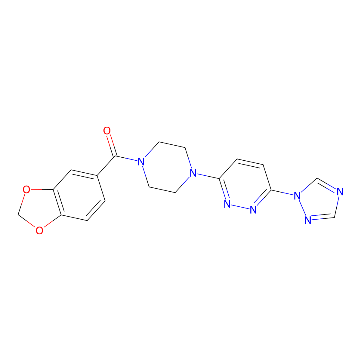 (4-(6-(1H-1,2,4-triazol-1-yl)pyridazin-3-yl)piperazin-1-yl)(benzo[d][1,3]dioxol-5-yl)methanone molecular structure, CAS 1797697-08-5