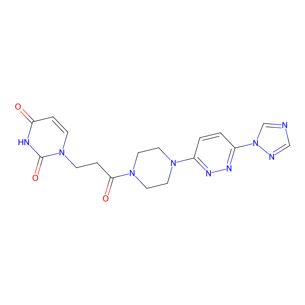 1-(3-(4-(6-(1H-1,2,4-triazol-1-yl)pyridazin-3-yl)piperazin-1-yl)-3-oxopropyl)pyrimidine-2,4(1H,3H)-dione molecular structure, CAS 1797697-31-4
