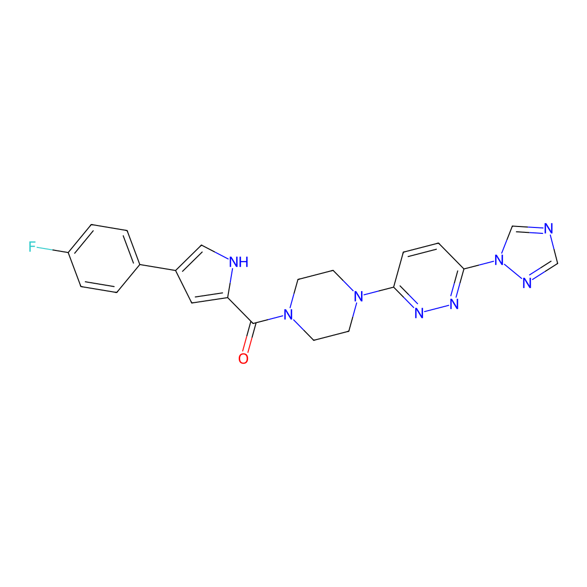 (4-(6-(1H-1,2,4-triazol-1-yl)pyridazin-3-yl)piperazin-1-yl)(4-(4-fluorophenyl)-1H-pyrrol-2-yl)methanone molecular structure, CAS 1797697-35-8