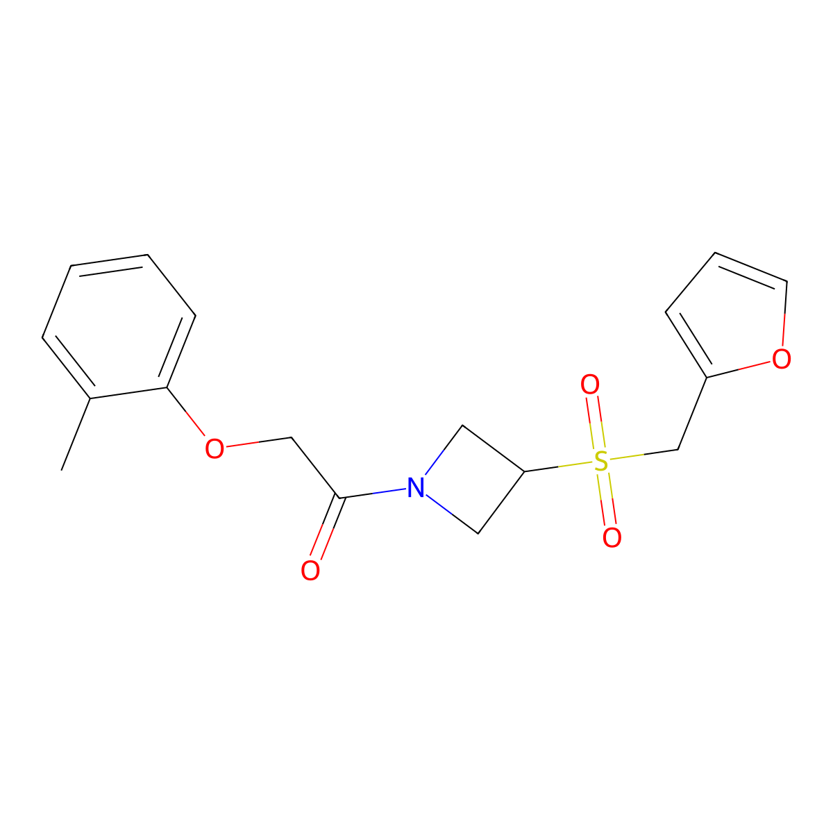 1-(3-((Furan-2-ylmethyl)sulfonyl)azetidin-1-yl)-2-(o-tolyloxy)ethanone molecular structure, CAS 1797697-58-5