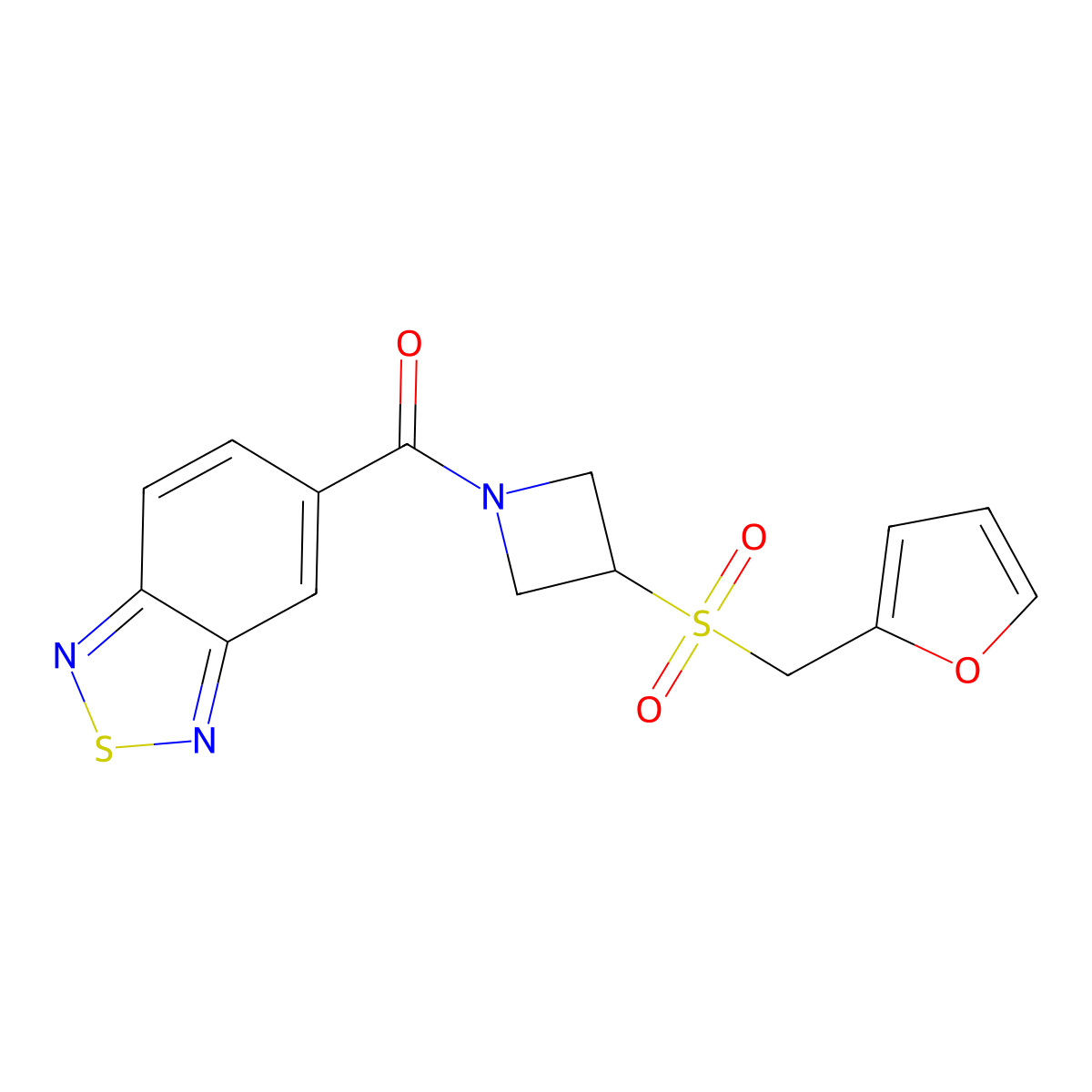 Benzo[c][1,2,5]thiadiazol-5-yl(3-((furan-2-ylmethyl)sulfonyl)azetidin-1-yl)methanone molecular structure, CAS 1797697-89-2