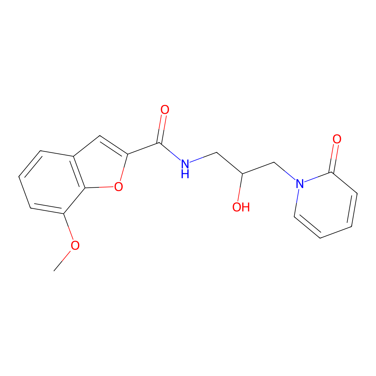 N-(2-hydroxy-3-(2-oxopyridin-1(2H)-yl)propyl)-7-methoxybenzofuran-2-carboxamide molecular structure, CAS 1797698-13-5