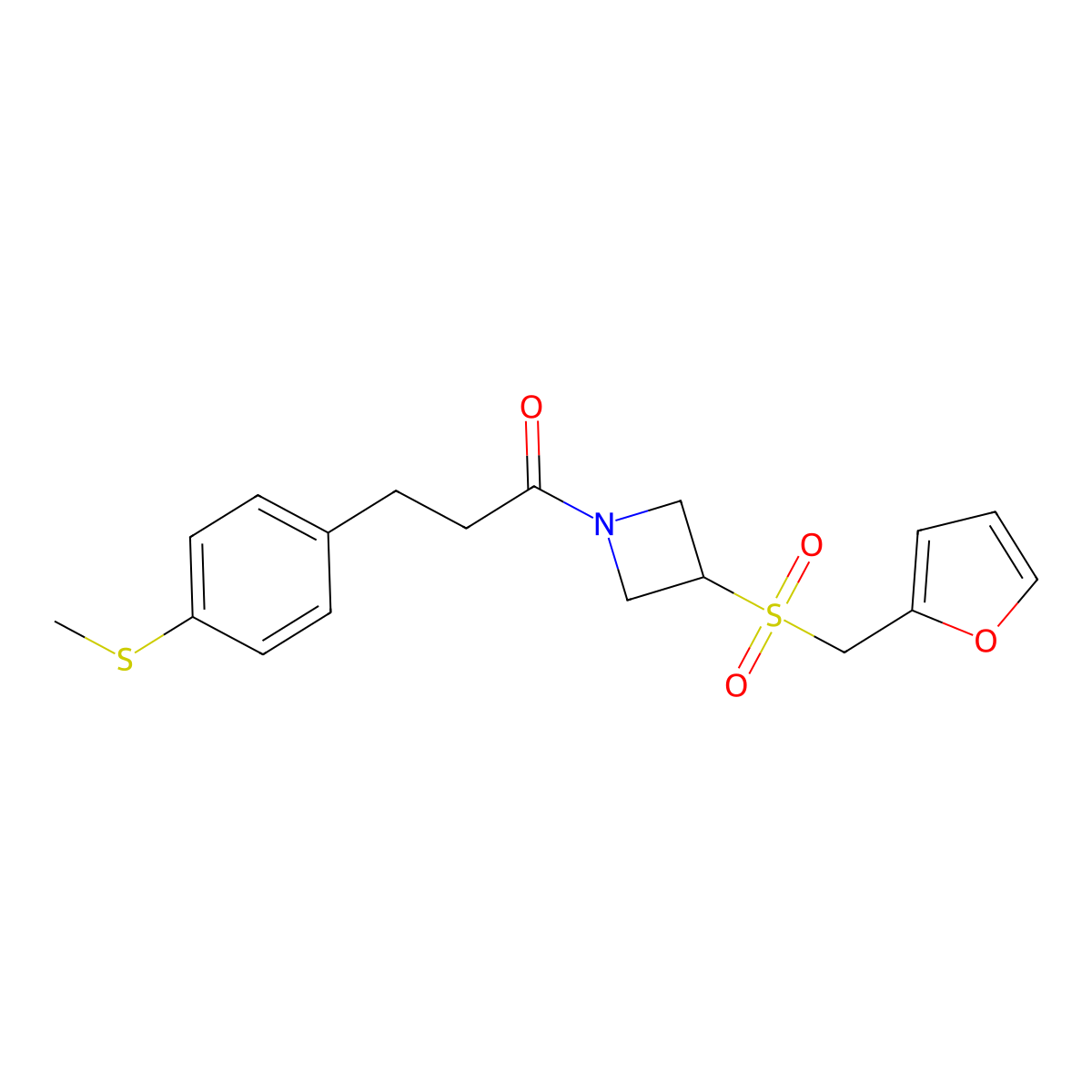 1-(3-((Furan-2-ylmethyl)sulfonyl)azetidin-1-yl)-3-(4-(methylthio)phenyl)propan-1-one molecular structure, CAS 1797698-16-8